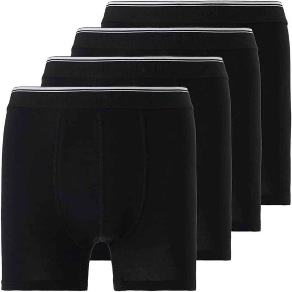 New XL 4 Pack of Men's Ultra Soft Cotton Boxer Briefs Underwear in Black